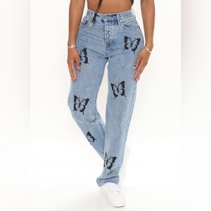 Medium Blue Wash - Non Stretch Butterfly Jeans